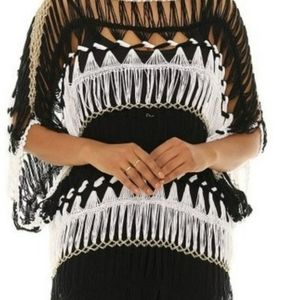 Stripe Crochet Cape sleeve tunic, 3x, NWT